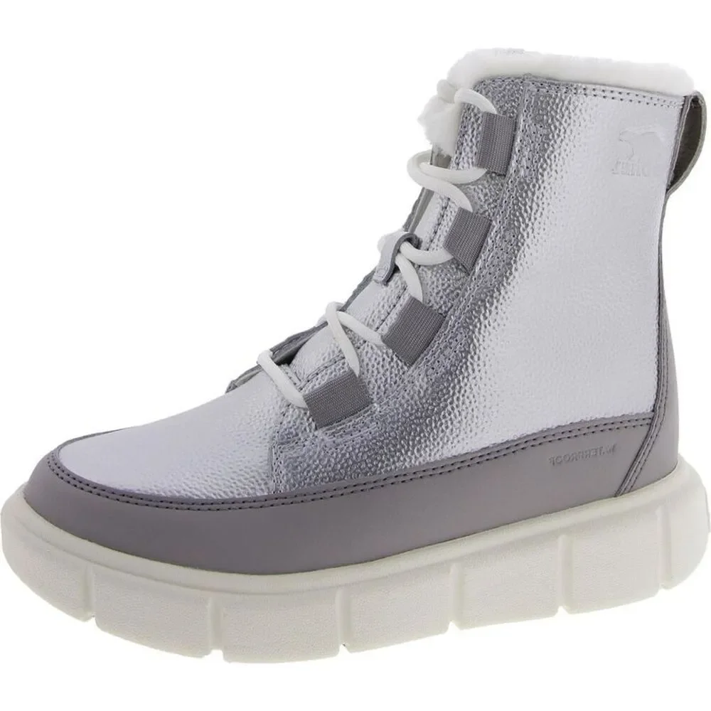 Sorel Girls Youth Sorel Explorer II Lace WP Silver Faux Leather Zipper NWT